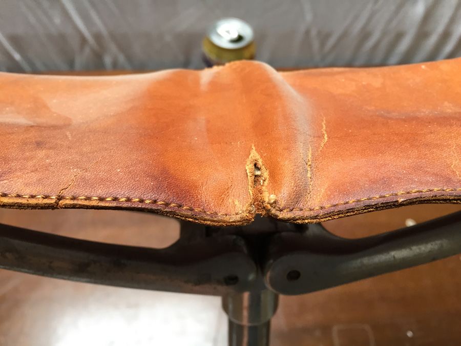 Vintage Leather Aluminum Walking Seat Portable Chair Fishing Hiking Golf  [Photo 6]