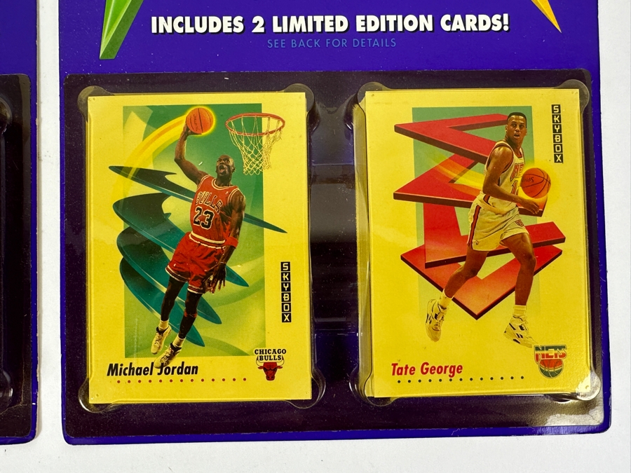 Vintage 1991 Skybox NBA Basketball Factory Stealed Bister Packs Showing Cards Of Michael Jordan, Earvin Magic Johnson, Robert Parish & David Robinson [Photo 2]
