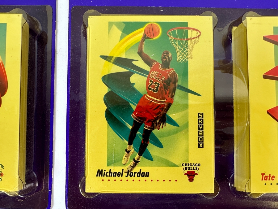 Vintage 1991 Skybox NBA Basketball Factory Stealed Bister Packs Showing Cards Of Michael Jordan, Earvin Magic Johnson, Robert Parish & David Robinson [Photo 3]