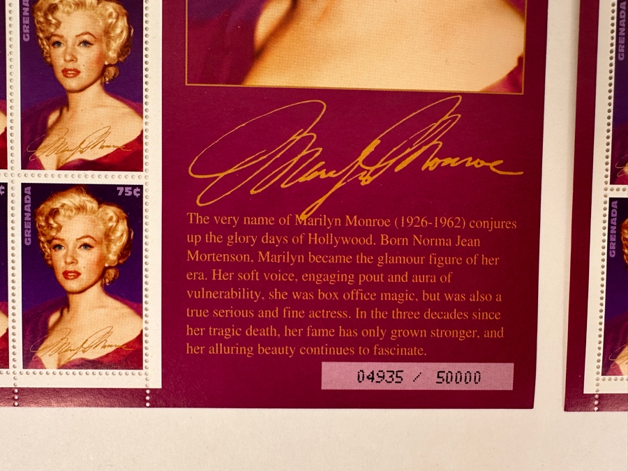 (2) Limited Edition Marilyn Monroe Mint Stamp Sheets From Grenada [Photo 4]