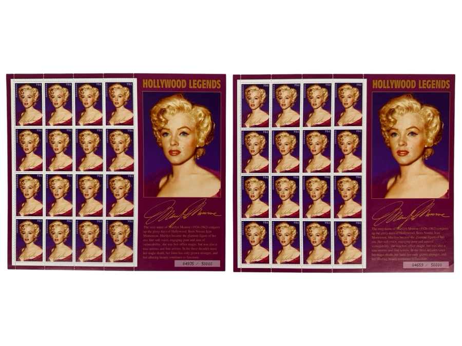 (2) Limited Edition Marilyn Monroe Mint Stamp Sheets From Grenada