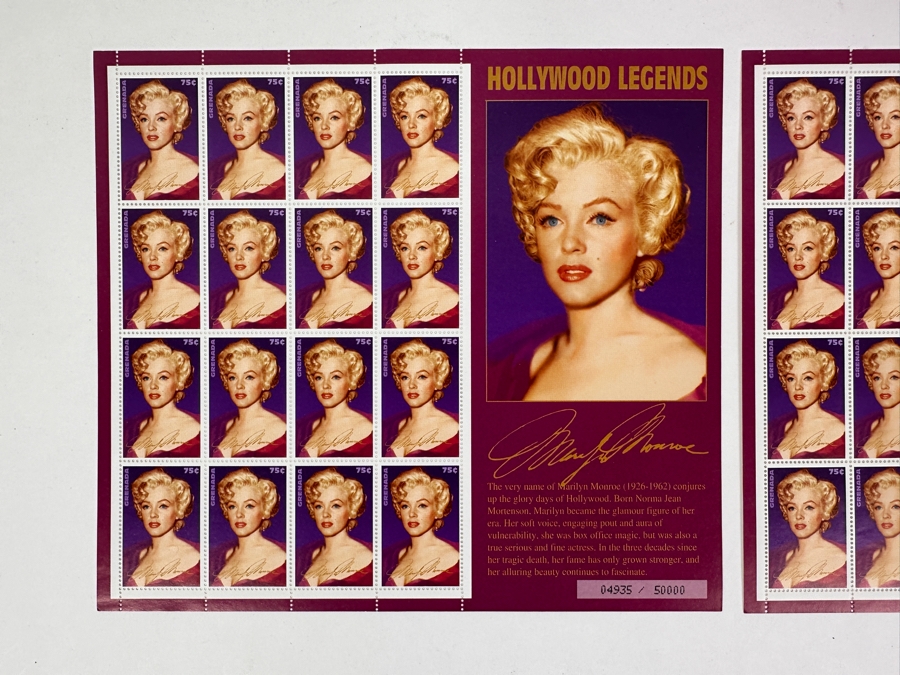(2) Limited Edition Marilyn Monroe Mint Stamp Sheets From Grenada [Photo 2]