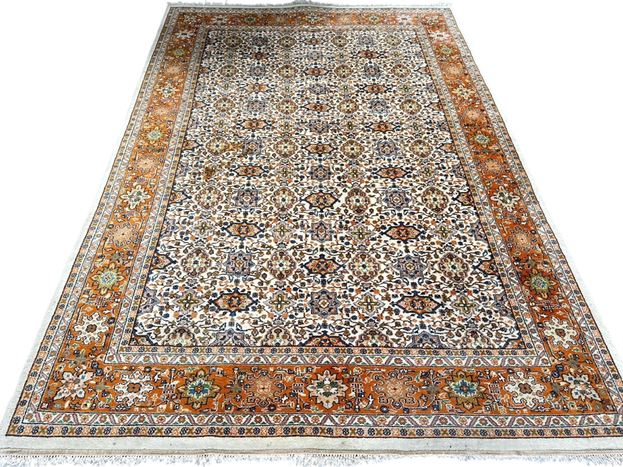 Vintage Hand Woven Wool Area Rug From India 6' X 9' [Photo 2]