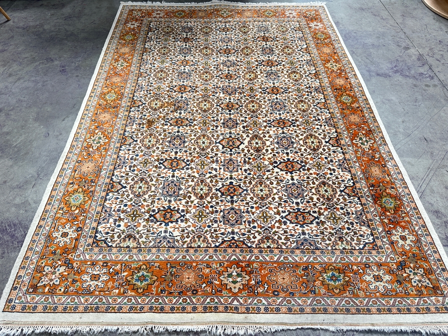 Vintage Hand Woven Wool Area Rug From India 6' X 9' [Photo 3]