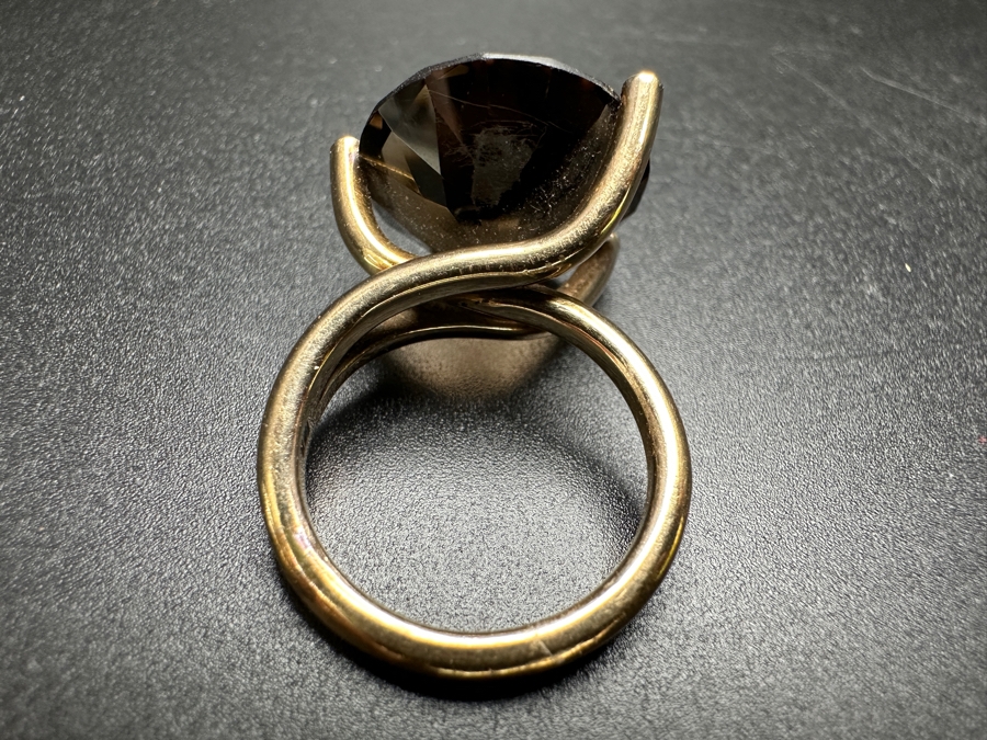 14k Gold Ring Set With 17.5mm Smoky Quartz Est. 10-12ct Size 6.75 9.7g Retails $1,500 [Photo 15]
