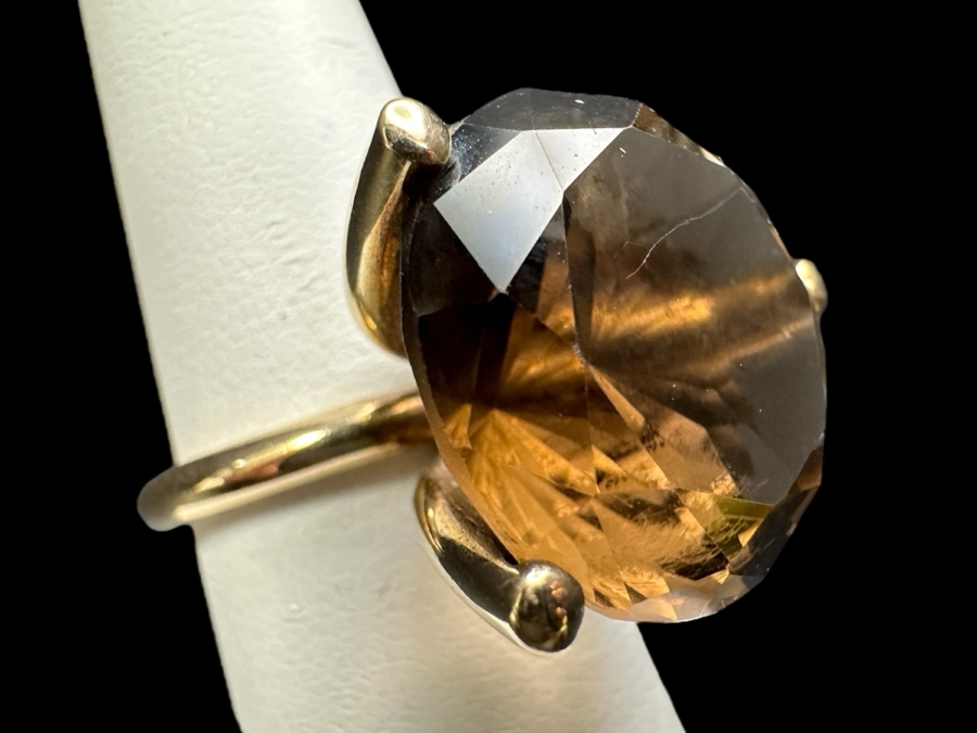 14k Gold Ring Set With 17.5mm Smoky Quartz Est. 10-12ct Size 6.75 9.7g Retails $1,500 [Photo 2]