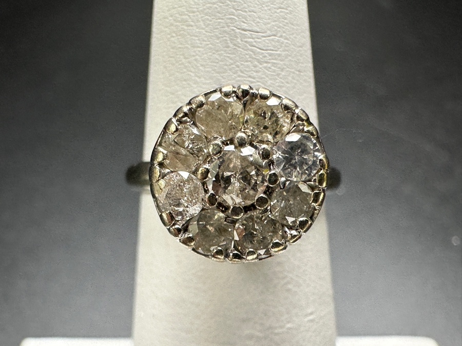 14k Gold Diamond Ring With (1) 3.5mm Round Brilliant Diamond & (8) 2.5mm Round Brilliant Diamonds Size 5 3.4g Est. 1cttw Retails $2,400 [Photo 5]
