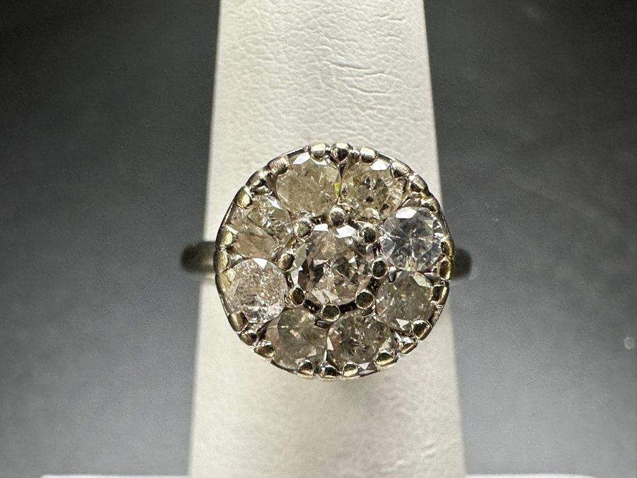14k Gold Diamond Ring With (1) 3.5mm Round Brilliant Diamond & (8) 2.5mm Round Brilliant Diamonds Size 5 3.4g Est. 1cttw Retails $2,400 [Photo 6]