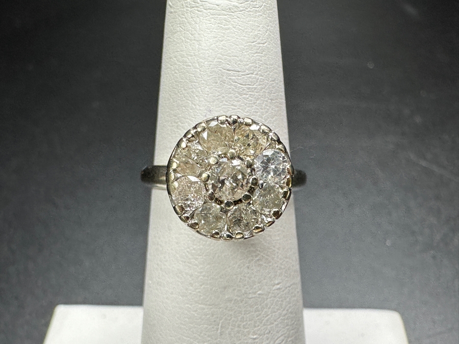 14k Gold Diamond Ring With (1) 3.5mm Round Brilliant Diamond & (8) 2.5mm Round Brilliant Diamonds Size 5 3.4g Est. 1cttw Retails $2,400 [Photo 2]