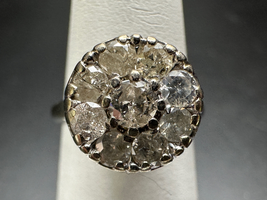 14k Gold Diamond Ring With (1) 3.5mm Round Brilliant Diamond & (8) 2.5mm Round Brilliant Diamonds Size 5 3.4g Est. 1cttw Retails $2,400 [Photo 9]