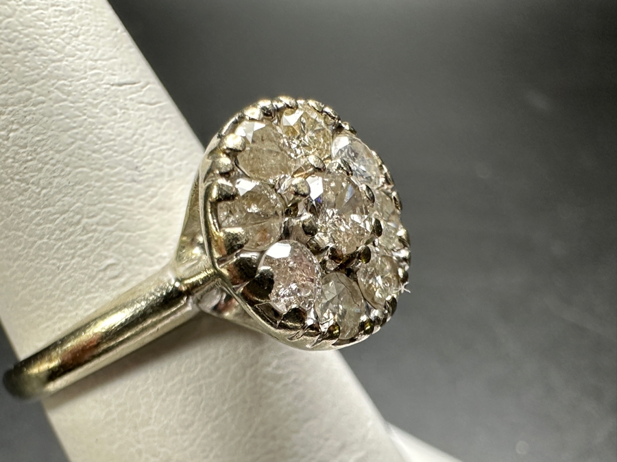 14k Gold Diamond Ring With (1) 3.5mm Round Brilliant Diamond & (8) 2.5mm Round Brilliant Diamonds Size 5 3.4g Est. 1cttw Retails $2,400 [Photo 7]