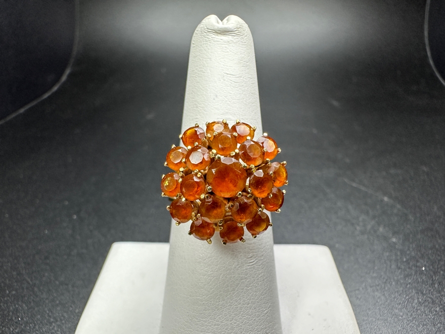 18k Gold Citrine Ring With (1) 5mm Citrine & (12) 3.25mm Citrine Est. 1.75cttw Size 7.25 5.3g Retails $1,600 [Photo 3]