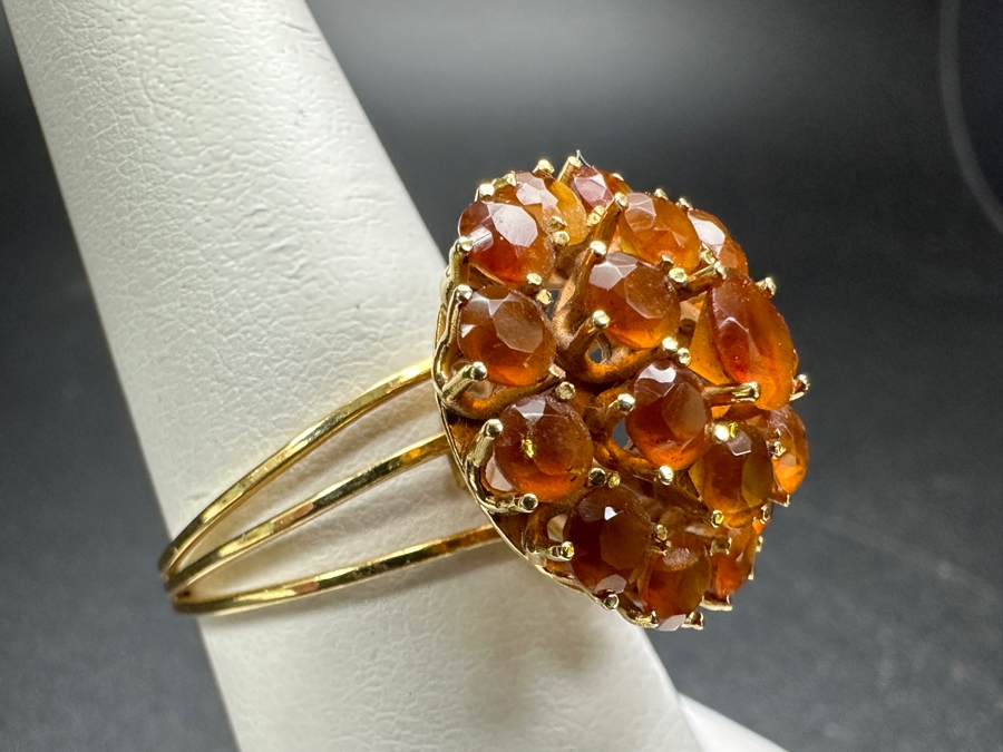 18k Gold Citrine Ring With (1) 5mm Citrine & (12) 3.25mm Citrine Est. 1.75cttw Size 7.25 5.3g Retails $1,600 [Photo 7]