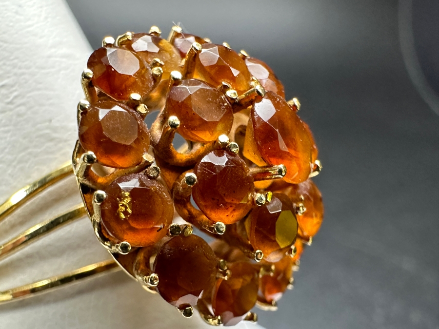 18k Gold Citrine Ring With (1) 5mm Citrine & (12) 3.25mm Citrine Est. 1.75cttw Size 7.25 5.3g Retails $1,600 [Photo 8]