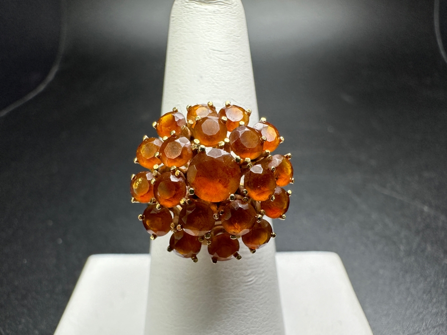 18k Gold Citrine Ring With (1) 5mm Citrine & (12) 3.25mm Citrine Est. 1.75cttw Size 7.25 5.3g Retails $1,600 [Photo 2]