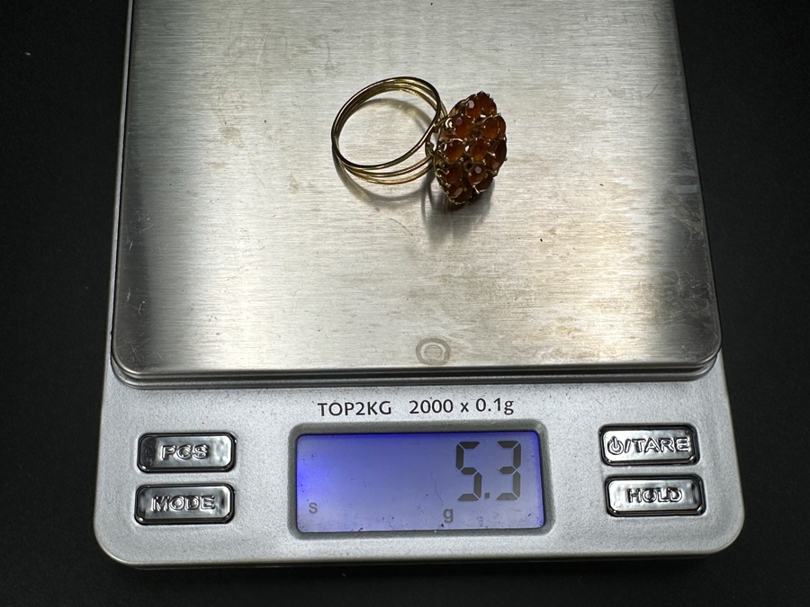 18k Gold Citrine Ring With (1) 5mm Citrine & (12) 3.25mm Citrine Est. 1.75cttw Size 7.25 5.3g Retails $1,600 [Photo 15]