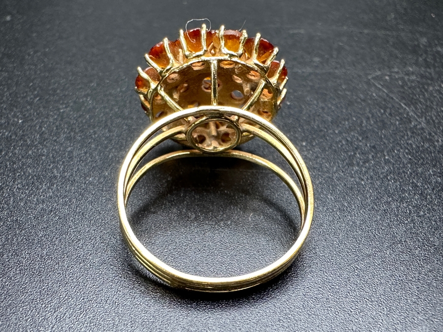 18k Gold Citrine Ring With (1) 5mm Citrine & (12) 3.25mm Citrine Est. 1.75cttw Size 7.25 5.3g Retails $1,600 [Photo 11]