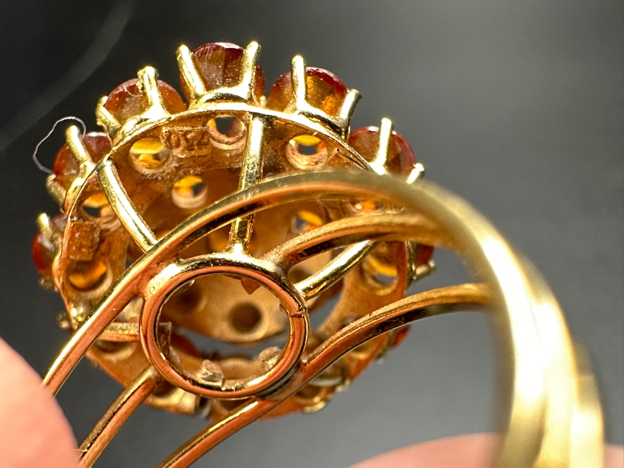 18k Gold Citrine Ring With (1) 5mm Citrine & (12) 3.25mm Citrine Est. 1.75cttw Size 7.25 5.3g Retails $1,600 [Photo 12]