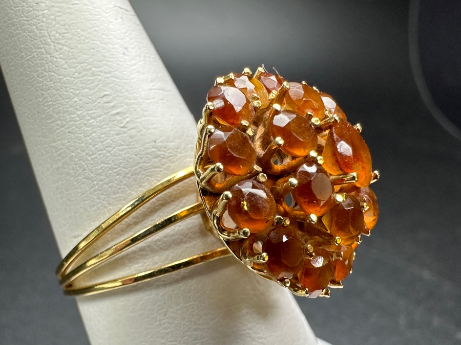 18k Gold Citrine Ring With (1) 5mm Citrine & (12) 3.25mm Citrine Est. 1.75cttw Size 7.25 5.3g Retails $1,600 [Photo 9]