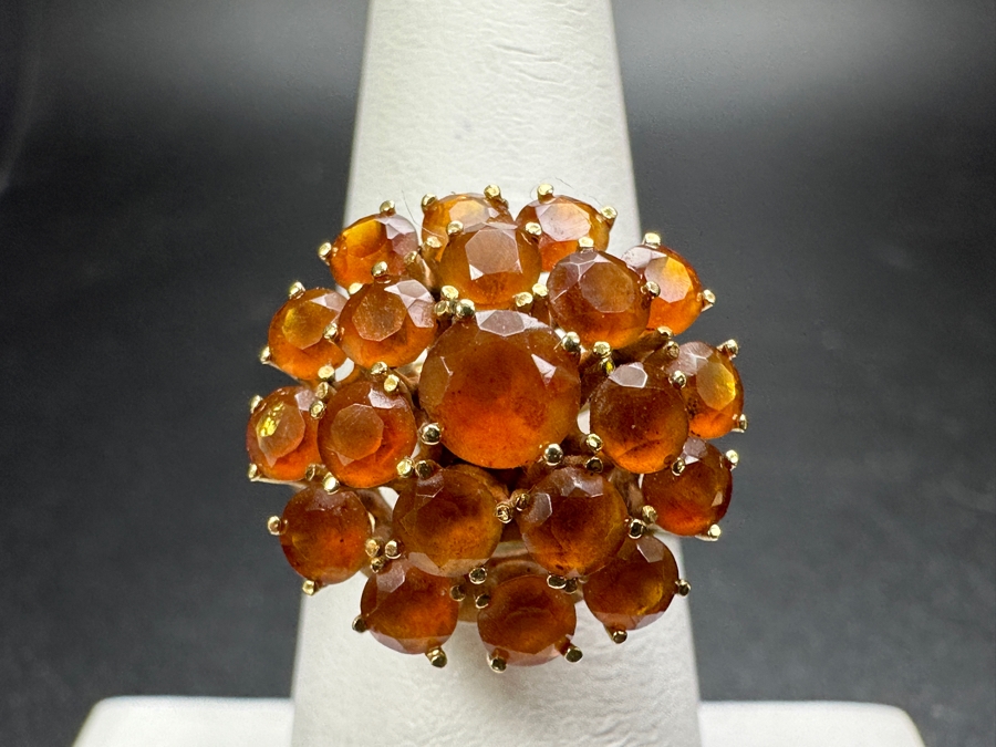 18k Gold Citrine Ring With (1) 5mm Citrine & (12) 3.25mm Citrine Est. 1.75cttw Size 7.25 5.3g Retails $1,600 [Photo 6]
