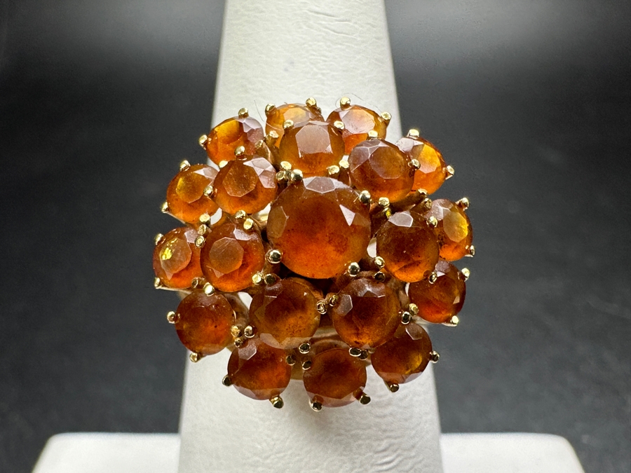18k Gold Citrine Ring With (1) 5mm Citrine & (12) 3.25mm Citrine Est. 1.75cttw Size 7.25 5.3g Retails $1,600 [Photo 5]