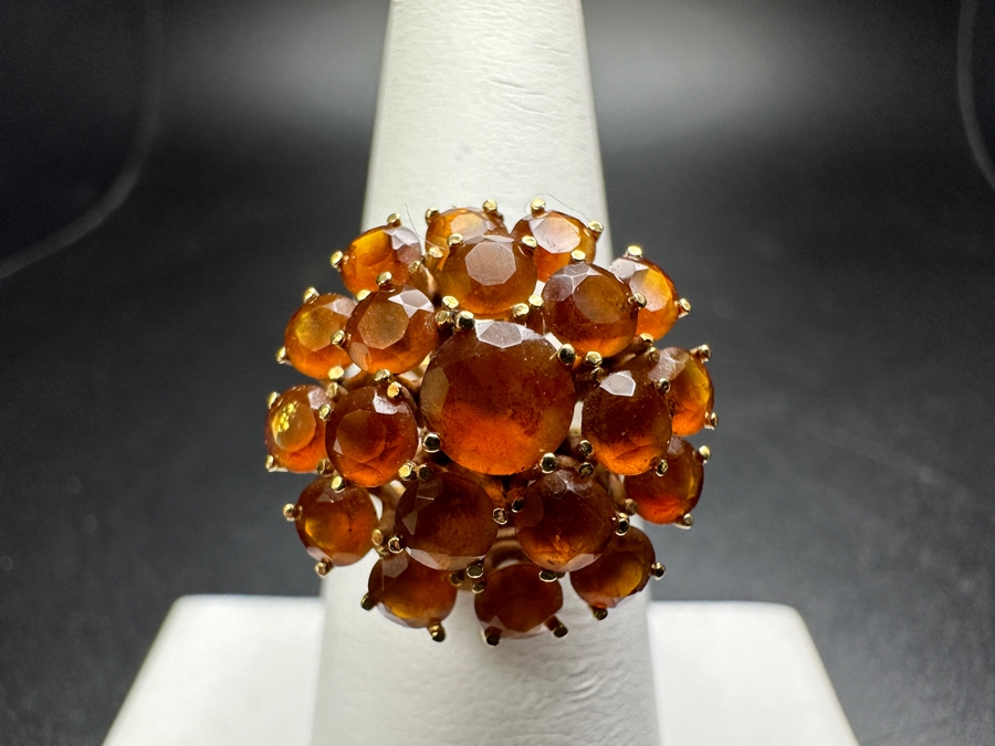 18k Gold Citrine Ring With (1) 5mm Citrine & (12) 3.25mm Citrine Est. 1.75cttw Size 7.25 5.3g Retails $1,600 [Photo 4]