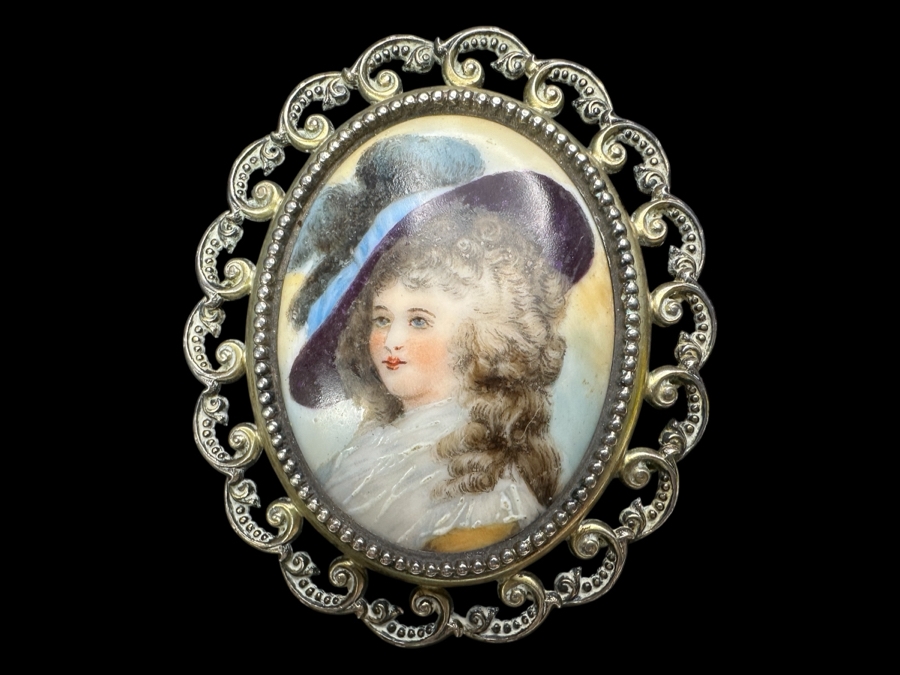 Vintage Hallmarked Silver Cameo Brooch Pin 31.7g