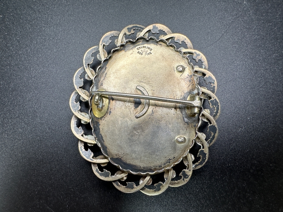 Vintage Hallmarked Silver Cameo Brooch Pin 31.7g [Photo 5]