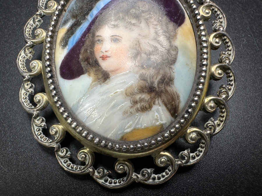 Vintage Hallmarked Silver Cameo Brooch Pin 31.7g [Photo 4]