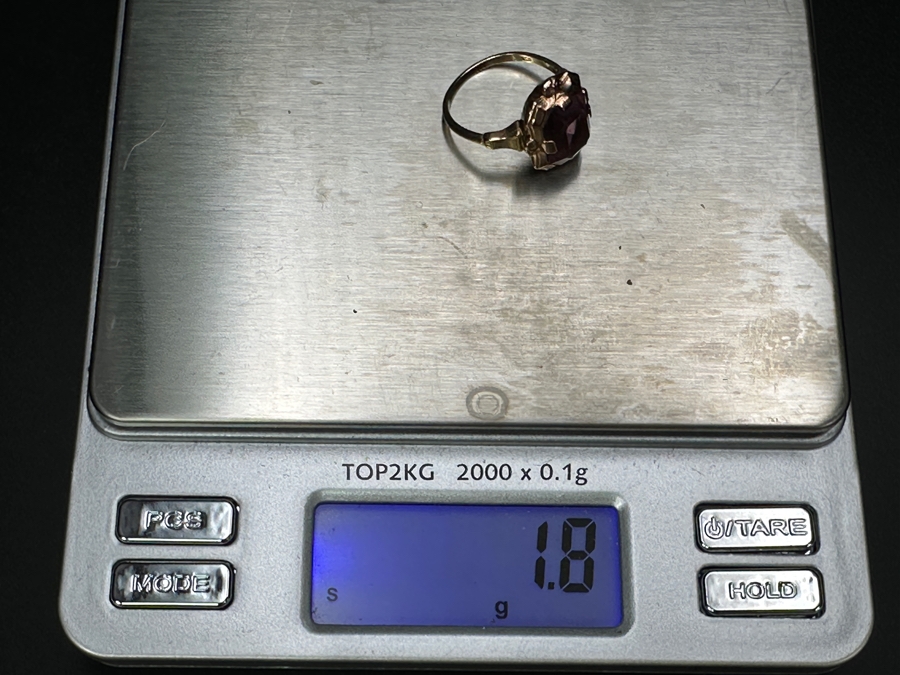 10K Gold Ring Set With 10x8mm Amethyst Est. 3.5ct Size 4.5 1.8g [Photo 10]