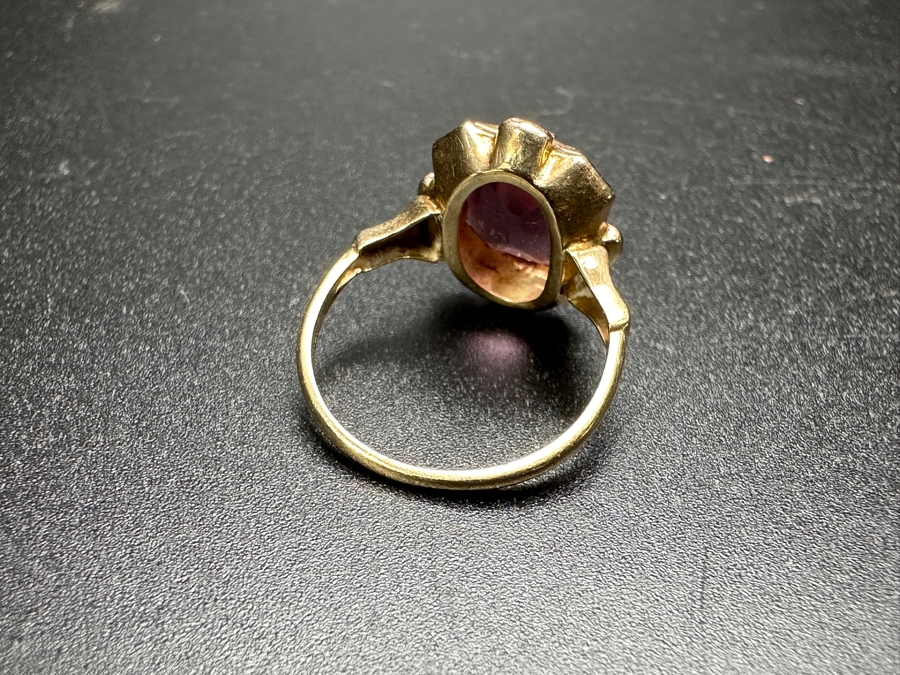 10K Gold Ring Set With 10x8mm Amethyst Est. 3.5ct Size 4.5 1.8g [Photo 7]