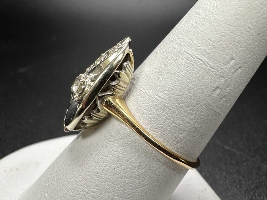 14k Gold Diamond Ring Set With 3.1mm Round Brilliant Diamond & (5) 1.4mm Single Cut Diamonds Est. .2cttw Size 9.25 4.1g Retails $1,000 [Photo 11]