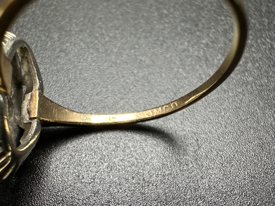 14k Gold Diamond Ring Set With 3.1mm Round Brilliant Diamond & (5) 1.4mm Single Cut Diamonds Est. .2cttw Size 9.25 4.1g Retails $1,000 [Photo 15]