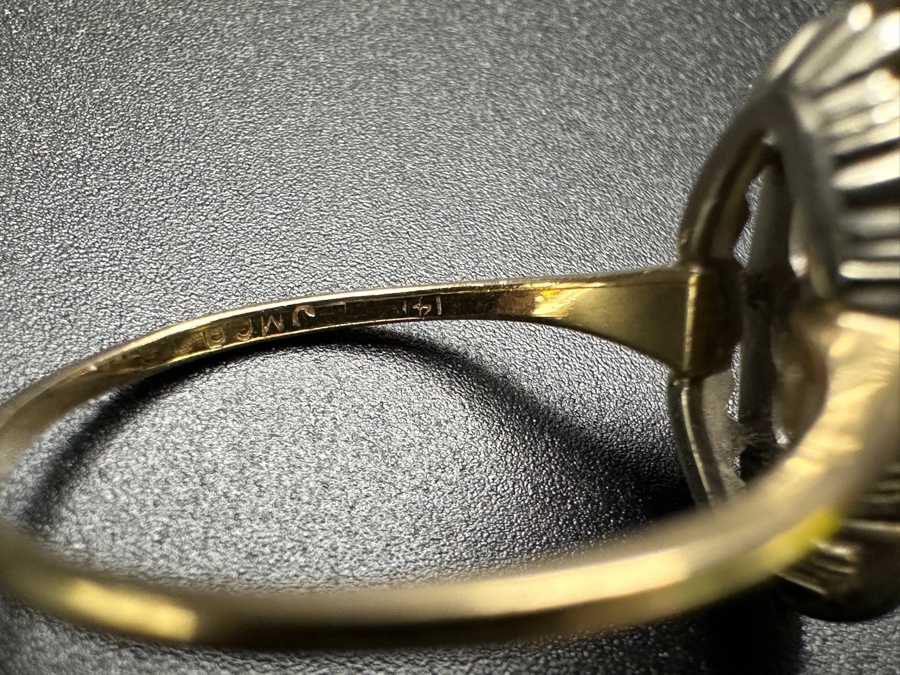 14k Gold Diamond Ring Set With 3.1mm Round Brilliant Diamond & (5) 1.4mm Single Cut Diamonds Est. .2cttw Size 9.25 4.1g Retails $1,000 [Photo 16]