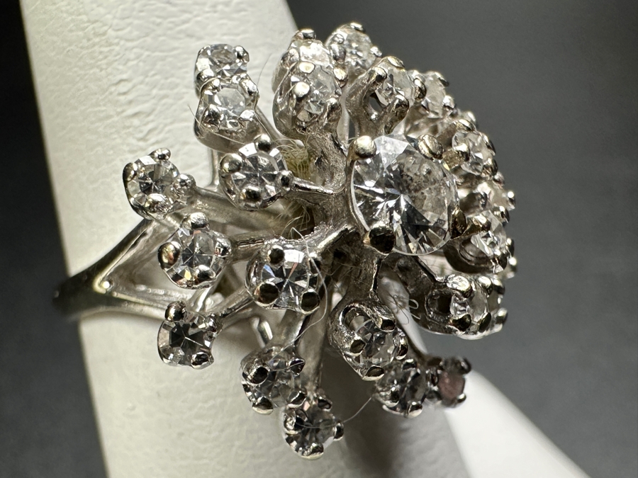 14k Gold Diamond Ring Set With (1) 4.2mm Round Brilliant Diamond & (24) 1.5mm Single Cut Diamonds Size 6.5 6.0g Est. 1.0cttw Retails $3,000 [Photo 8]