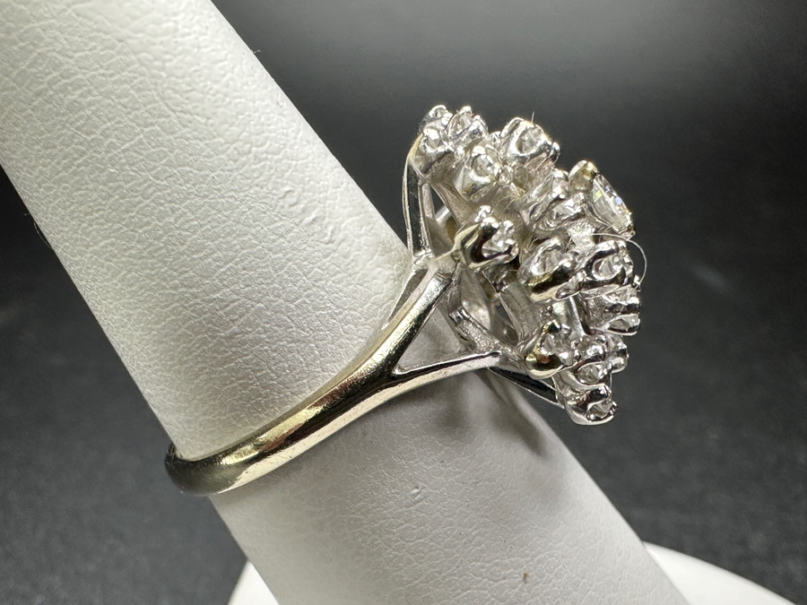14k Gold Diamond Ring Set With (1) 4.2mm Round Brilliant Diamond & (24) 1.5mm Single Cut Diamonds Size 6.5 6.0g Est. 1.0cttw Retails $3,000 [Photo 11]