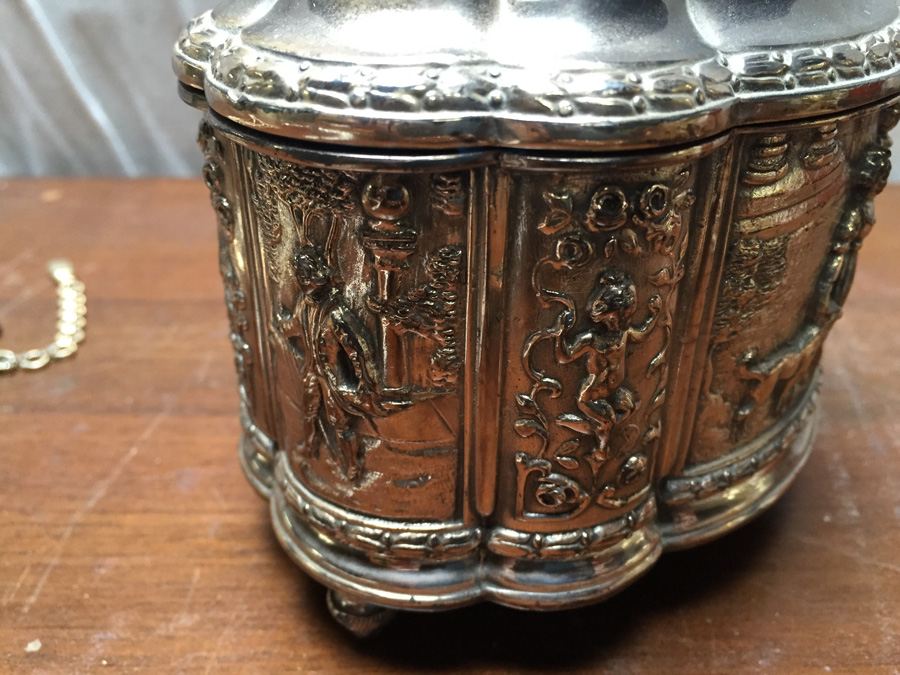 Vintage Jewelry Lot with Silverplated Jewelry Box [Photo 25]
