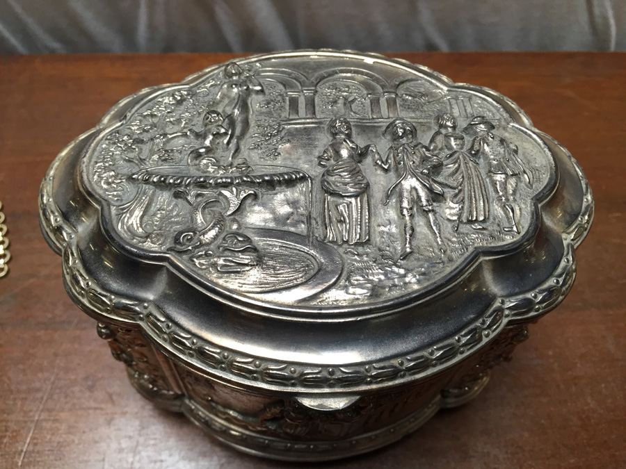 Vintage Jewelry Lot with Silverplated Jewelry Box [Photo 3]