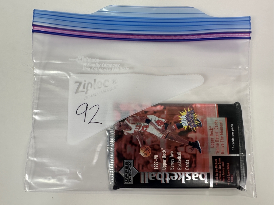 1997-98 Upper Deck Series Two Basketball Cards - 14 Cards - May Contain Ultra-Rare Michael Jordan Signed Game Jersey Card (GJ13S) That Sold For $1.4M - Read Details Page Before Bidding - Pack #92 [Photo 3]