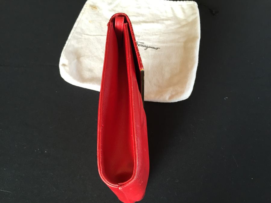Salvatore Ferragamo Red Handbag with Dust Cover Italy [Photo 8]