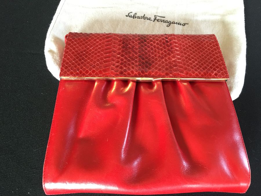Salvatore Ferragamo Red Handbag with Dust Cover Italy [Photo 5]