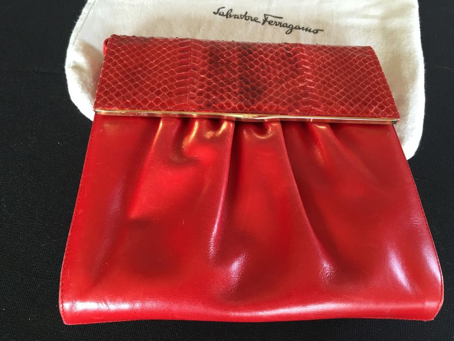 Salvatore Ferragamo Red Handbag with Dust Cover Italy [Photo 4]