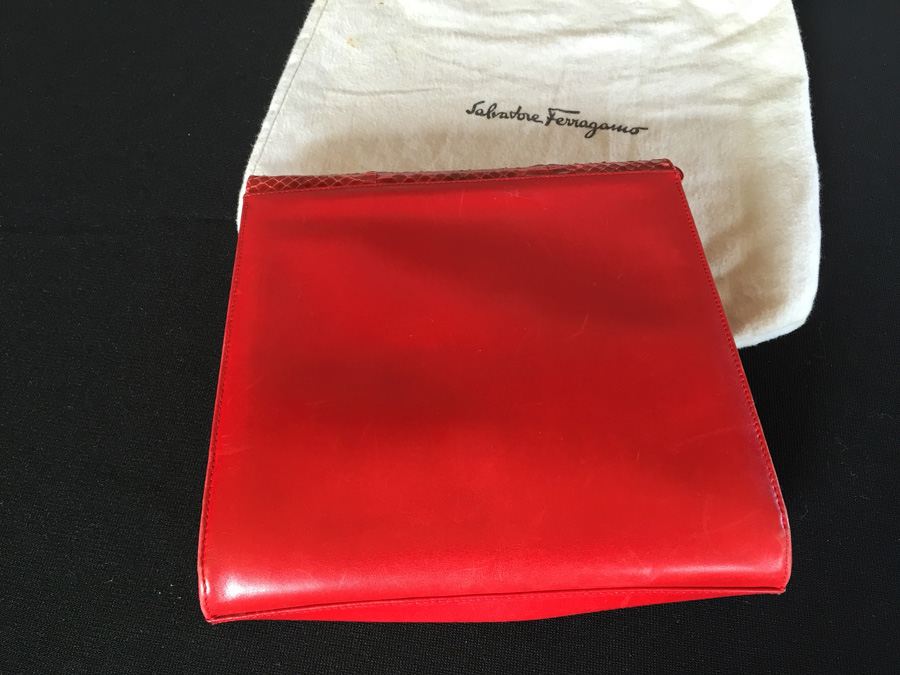 Salvatore Ferragamo Red Handbag with Dust Cover Italy [Photo 6]