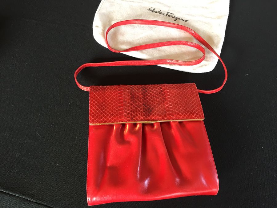 Salvatore Ferragamo Red Handbag with Dust Cover Italy [Photo 3]