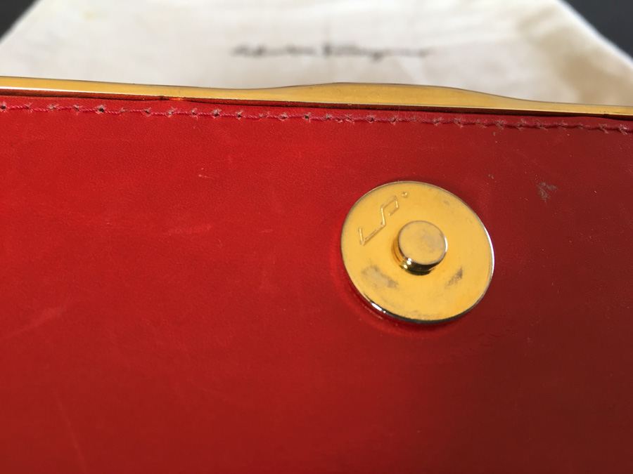 Salvatore Ferragamo Red Handbag with Dust Cover Italy [Photo 10]