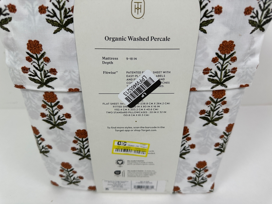 Just Added - New Organic Washed Percale Sheet Set With Flat Sheet, Fitted Sheet & Two Standard Pillowcases [Photo 3]