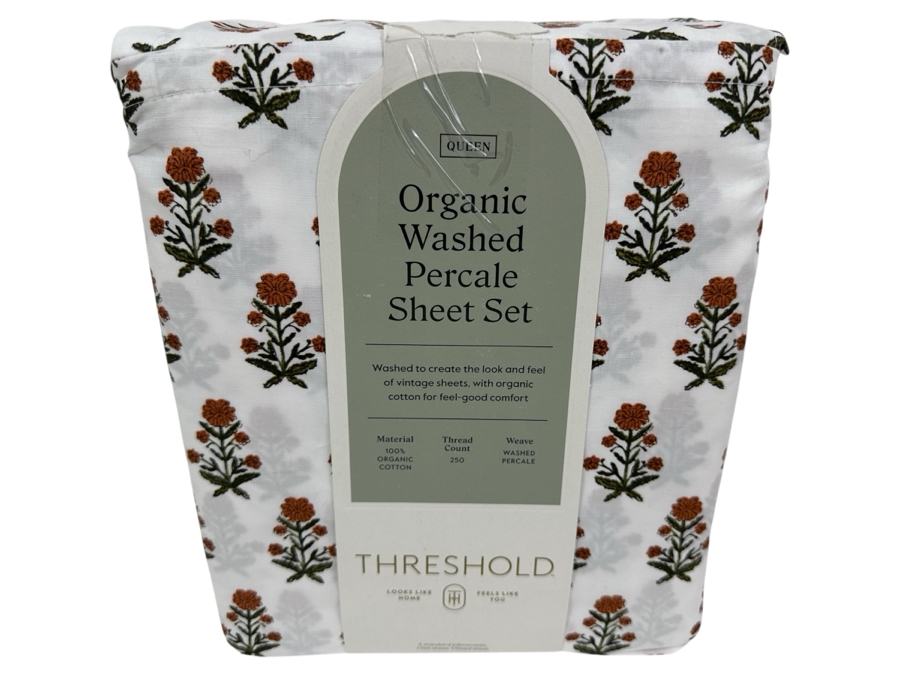Just Added - New Organic Washed Percale Sheet Set With Flat Sheet, Fitted Sheet & Two Standard Pillowcases