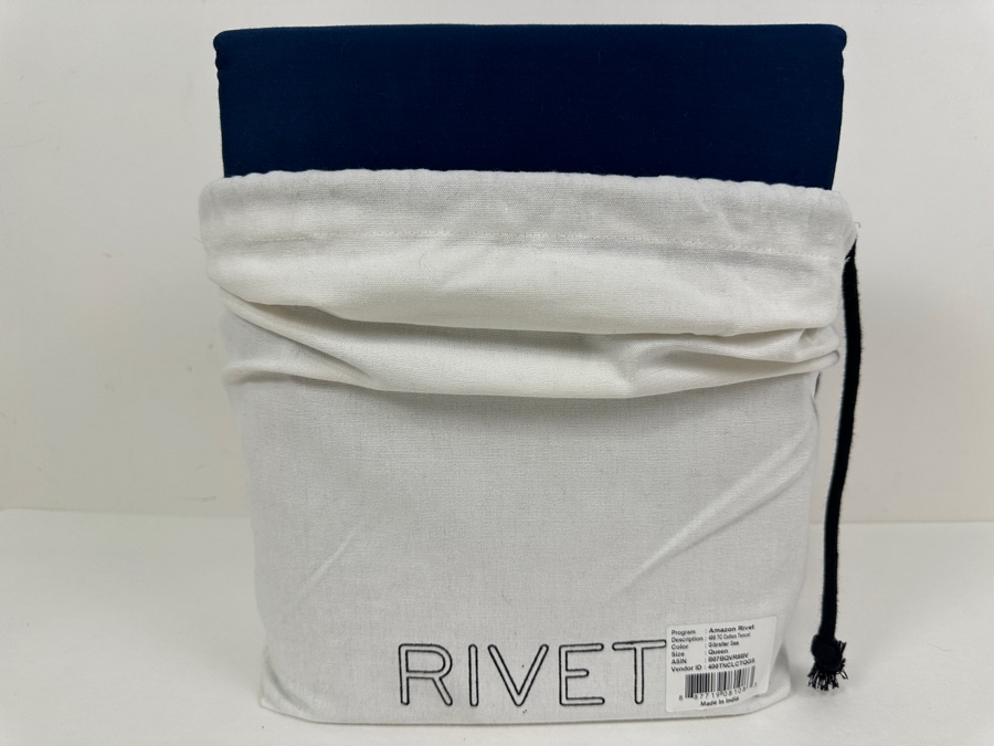 Just Added - New Rivet 400 Thread Count Cotton Queen Bed Sheets In Gibralter Sea Color [Photo 2]