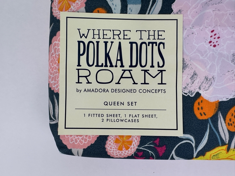 Just Added - New Amadora Designed Concepts Where The Polka Dots Roam Queen Bedding Set With Fitted Sheet, Flat Sheet & 2 Pillowcases [Photo 2]