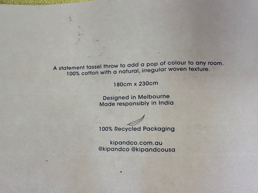 Just Added - New Kip & Co 100% Cotton Tassel Throw Designed In Melbourne / Made In India 180cm x 230cm Retails $175 [Photo 5]